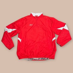 VTG Y2K Reebok Red Gray Windbreaker Jacket Size Medium
